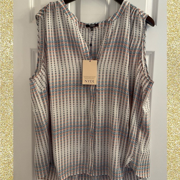 NYDJ Tops - NYDJ Sleeveless Pintuck Blouse - NWT - Size 2X - Azure Oracle